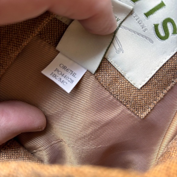 Orvis Bomber Jacket Mens XL Tan Silk Wool Linen Blend Chin Strap Outdoor *RARE* - Picture 4 of 8